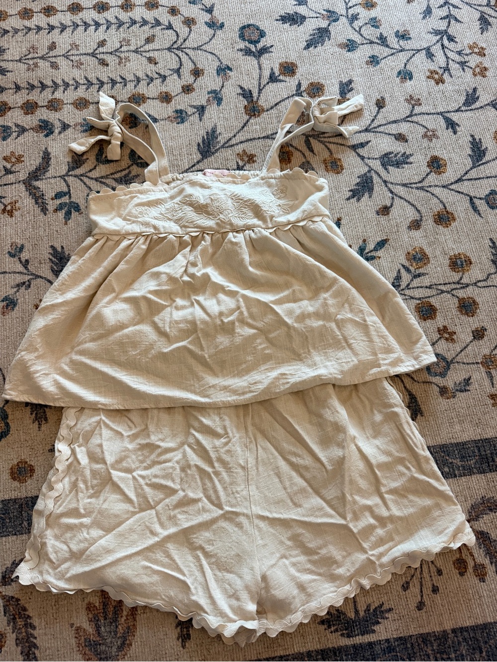 Cream Kids' Matching Tank Top & Shorts Set - Soft Summer Outfit
